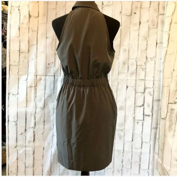 Prologue Sleeveless Dress Pockets Size XL Brown Collard Zip Up Drawstring Waist - Picture 11 of 12